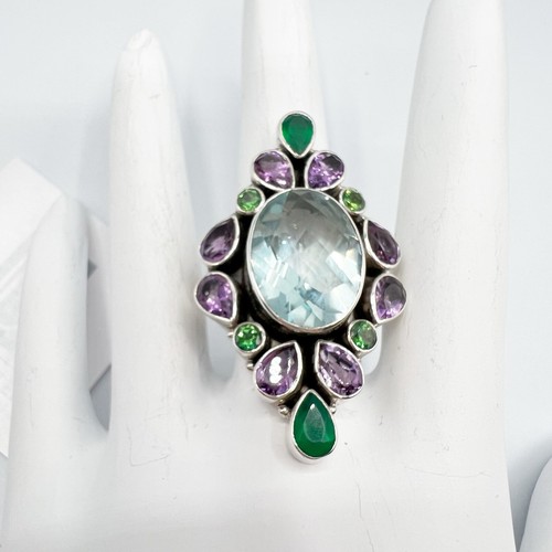 Nicky Butler Limited RAJ Collection 925 Silver Aqua Quartz Ring Size 7 NEW NB - Picture 8 of 13