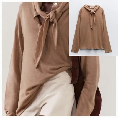 ZARA LIMITED EDITION EDLER FEINSTRICKPULLOVER MIT TUCH U. LEINEN NEU L 40 42 - Bild 1 von 4