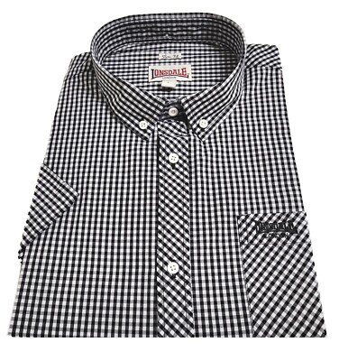 Lonsdale Button Down Short Sleeve Shirt Brixworth Black White Hemd Slim-Fit