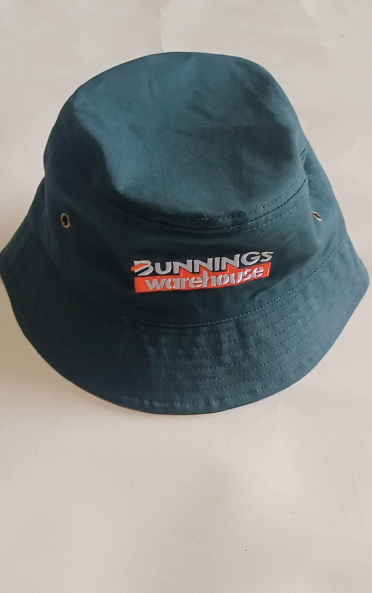 Bunnings Warehouse Green Adult Bucket Hat Brim Cotton One Size