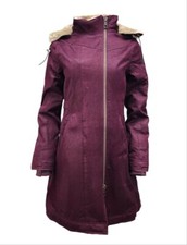 Hoodlamb Women's Aubergine Long Hemp Water Resistant Coat 420 Nwt