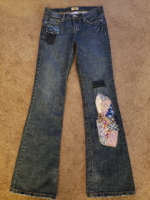 Department Of Peace Patched Stitch Embellished Jeans Women's Junior Stretch Sz 5