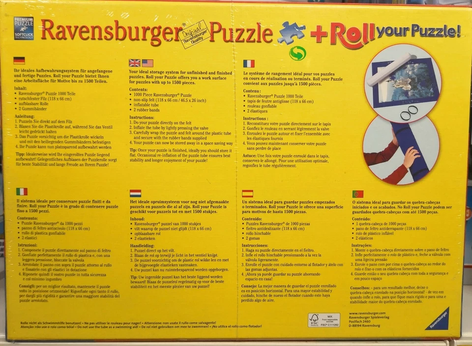 RAVENSBURGER PUZZLE 1000 PZ + ROLL  CASTELLO DI NEUSCHWANSTEIN D'INVERNO 19908 2 - Immagine 4 di 4