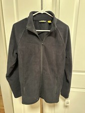 NWT Cabelas Fleece Womens L Solid Black Full Zip Jacket Long Sleeve