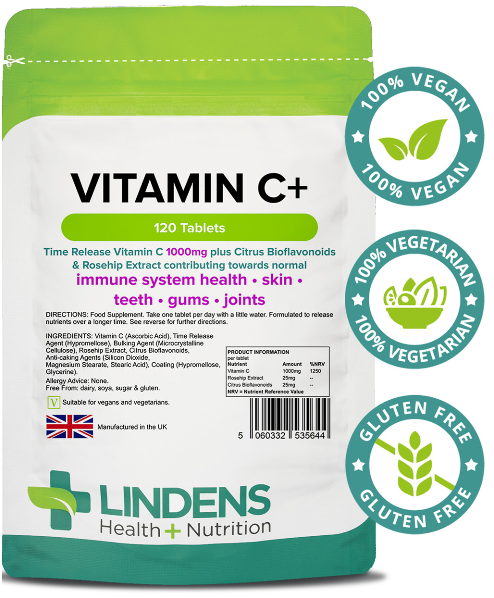 Vitamin C+ 1000mg + Rosehip Bioflavonoids Slow Time Release Tablets (120 pack) - Image 2