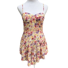 Floral Dress Medium Cottagecore Sundress Tea Floral Fairy Fit&Flare Strap  d