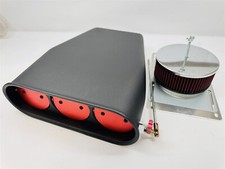 Smooth Butterfly Mini Hood Scoop Air Cleaner Single Quad 4bbl Hotrod Redblack Smooth Butterfly Mini Hood Scoop Air Cleaner Single Quad 4bbl Hotrod Redblack