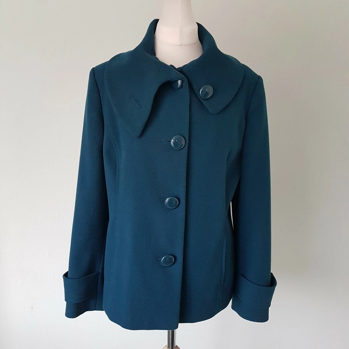 Autonomy Ladies Turquoise Green Lined Heavy Jacket Coat High Neck Size 14