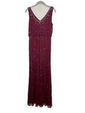 Adrianna Papell Beaded Mesh Gown Sequin 4 Glam Chic Art Deco Metallic Shimmer