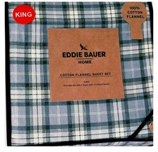 Eddie Bauer Gray, Black, White Plaid, Super Soft,Cotton Flannel KING Sheet Set
