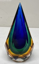 Vintage Murano Sommerso Alessandro Mandruzzato Multicolor Teardrop Paperweight