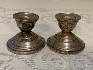 2 Vintage Sterling Weighted Candlestick Holders For Scrap 301 Grams