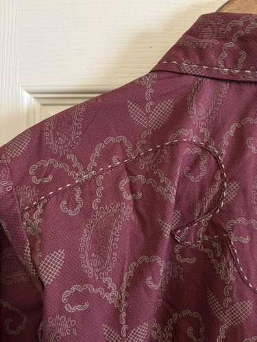 RU Cowgirl Shirt Girls Size 18/20 XXL Pearl Snap Maroon Western Shirt Rodeo - Picture 8 of 10