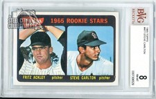 Steve Carlton & Fritz Ackley 1965 Topps Rookie Stars Card #477 BVG 8 NM-MT