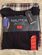 Nautica Men s Sleepwear 2-Pack Short Sleeve Shirt Flannel Pant Size Medium NWT