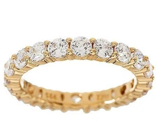 Diamonique 100-Facet Eternity Band Ring, 14K Yellow Clad Sterling Silver Size 8