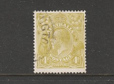 1924 KGV 4d OLIVE-YELLOW SINGLE WMK "SCARCE SHADE" BW 114 C $200.00