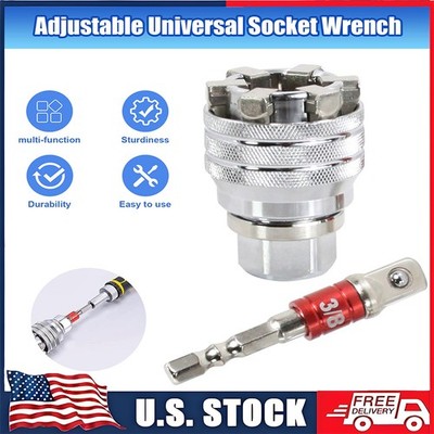 10-19mm Multifunction Wrench Sleeve Adjustable Drive Socket Wrench Sleeve