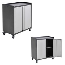 2 Door Office Filing Cabinet Mobile Printer Stand File Garage Storage Wheels