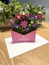Handmade 3D Pop-Up Flower Card with Envelope | Love You Card