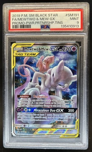 2019 Pokemon SM Black Star Promos Mewtwo & Mew #SM191 PSA 9