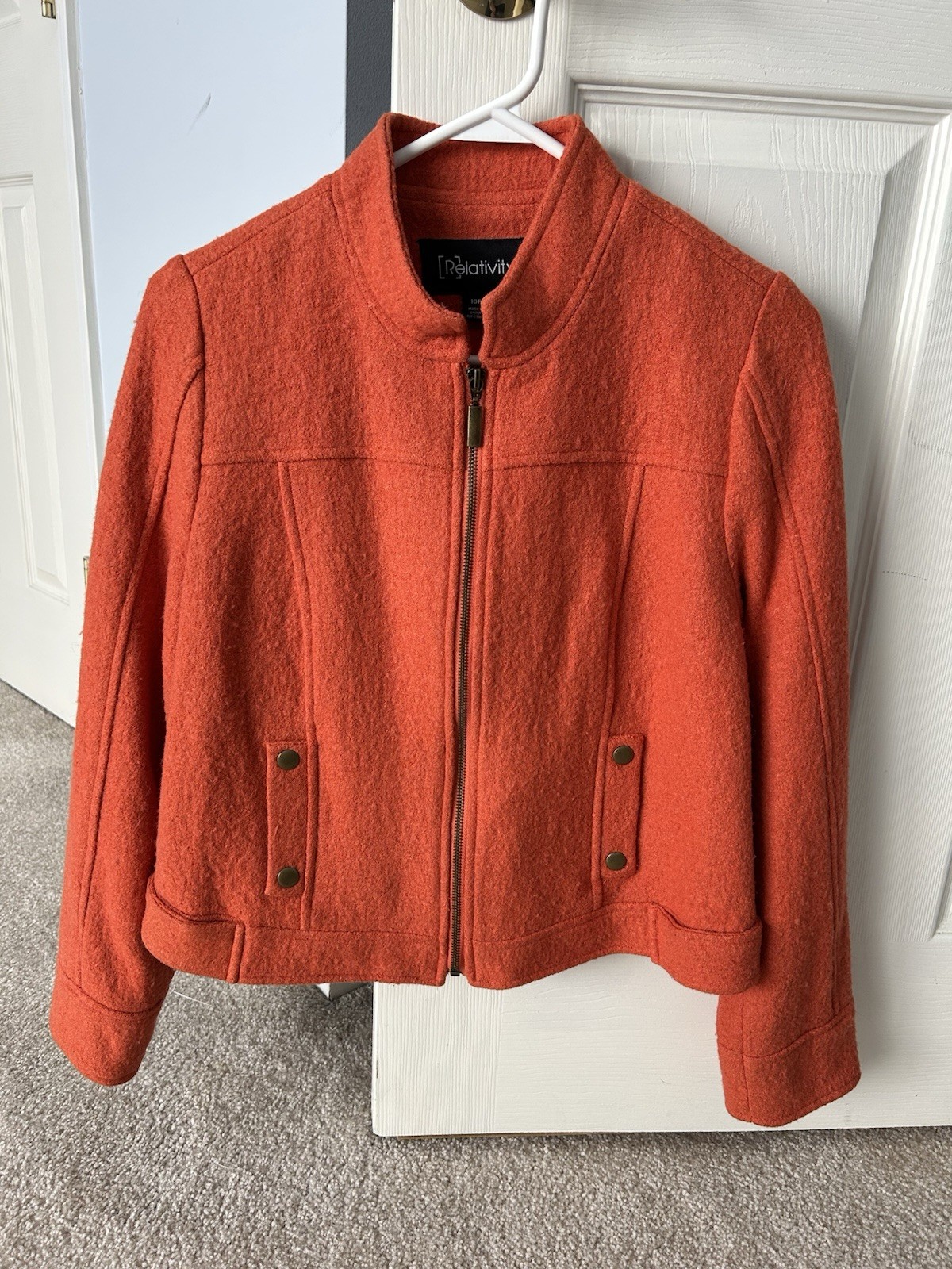 Relativity Women's Orange Zip Collared Jacket But… - image 1