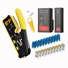 RJ45 Crimp Tool Kit Ethernet Pass through Crimper Network Cat5 Cat6 Cat7