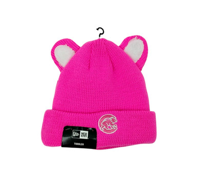 Chicago Cubs New Era Pink Toddler Winter Hat Knit Cap Fuzzy Lined MLB NEW