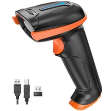 1D 2D QR Barcode Scanner Wireless and Wired with Battery Level Indicator Digi...