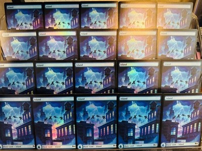 MTG TMNT 8x Island FOIL Full Art Rooftop Land 0192 Near Mint Playset