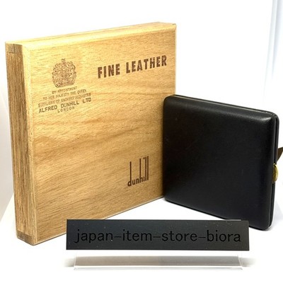Dunhill Cigarette Case Box Holder Leather black Gold Vintage Rare Used W / Box