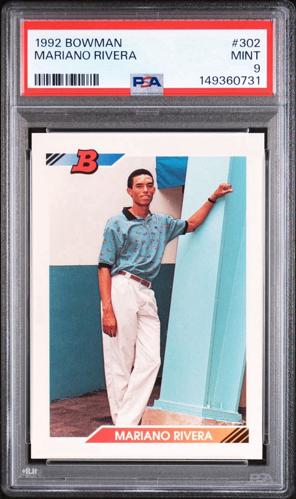 1992 Bowman Mariano Rivera #302 Rookie RC HOF Baseball NY Yankees PSA 9 Mint