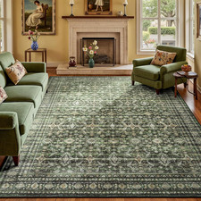 8X10 Area Rug for Living Room,Green Washable Large Rugs with Non-Slip