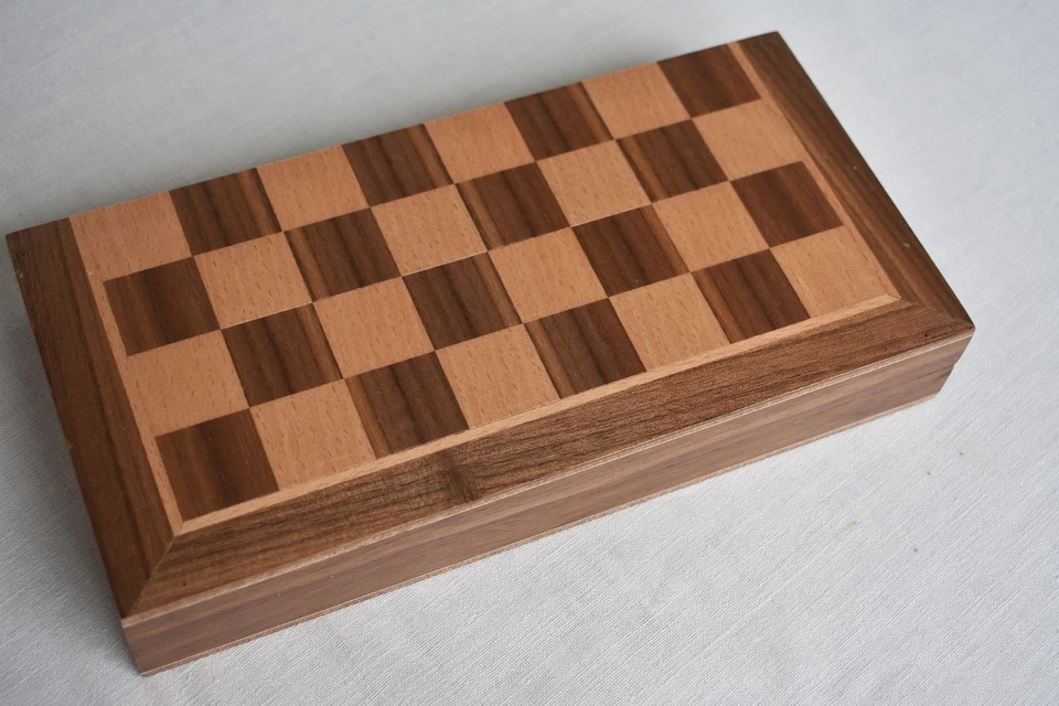 Schach Backgammon Dame magnetisch Reisespiel klein Holz Intarsien Philos Muster - Bild 3 von 4