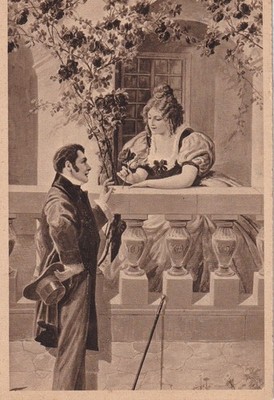 Historical Postcard, Red Roses - Young Love, Described