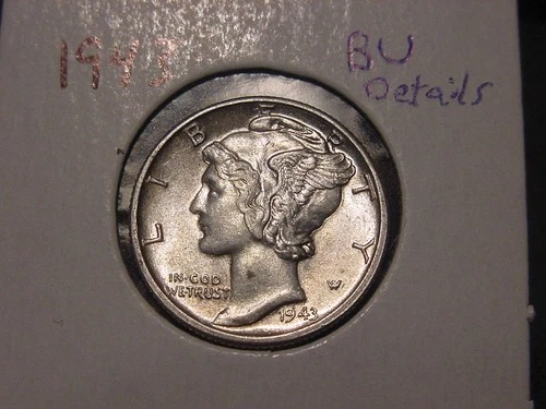 1943 MERCURY DIME BU DETAILS POPULAR DATE SHIPS FREE