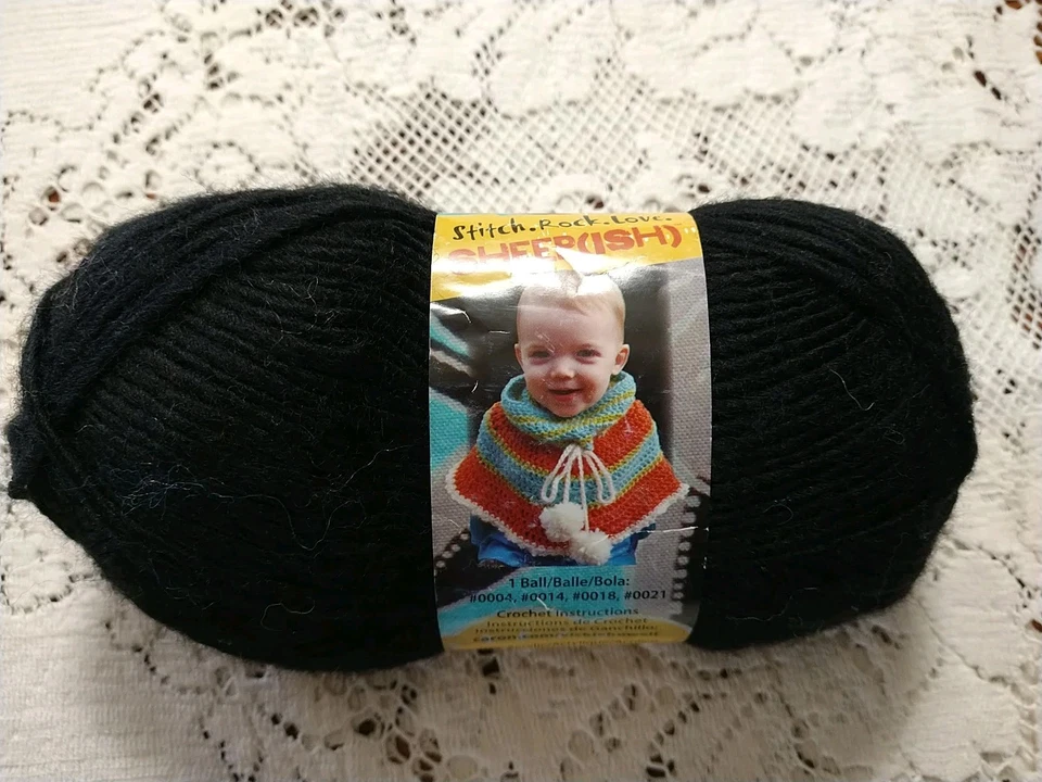 BERNAT SHEEP (ISH) VICKIE HOWELL 1 madeja NEGRO (ISH) 3 OZ mezcla de lana Foto 2 de 4
