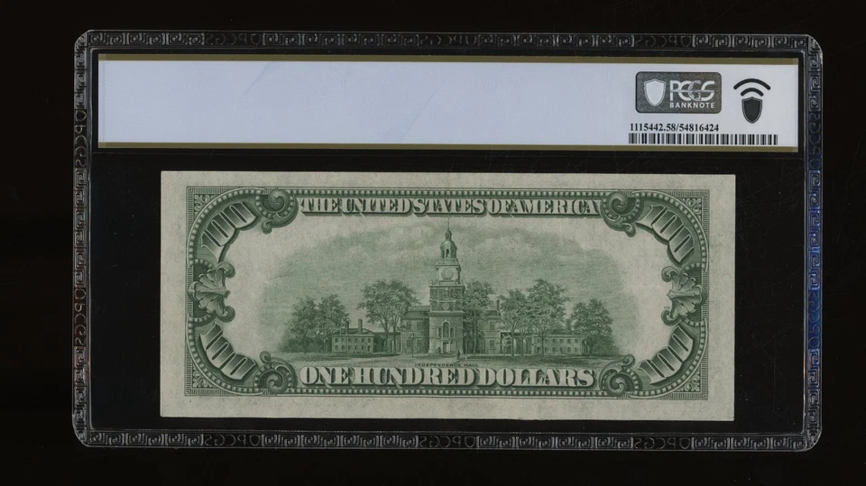 DBR 1934-A $100 FRN Chicago Mule Fr. 2153-Gm PCGS-B 58 PPQ Serial G04854765A - Image 2 of 2