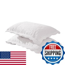 MarCielo 2-Piece Cotton Quilted Pillow Shams Embroidered Farmhouse Standard