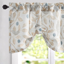 Tie up Kitchen Curtain Valance, Print, Beige, 52 X 18, 1 Panel  Linen Textured