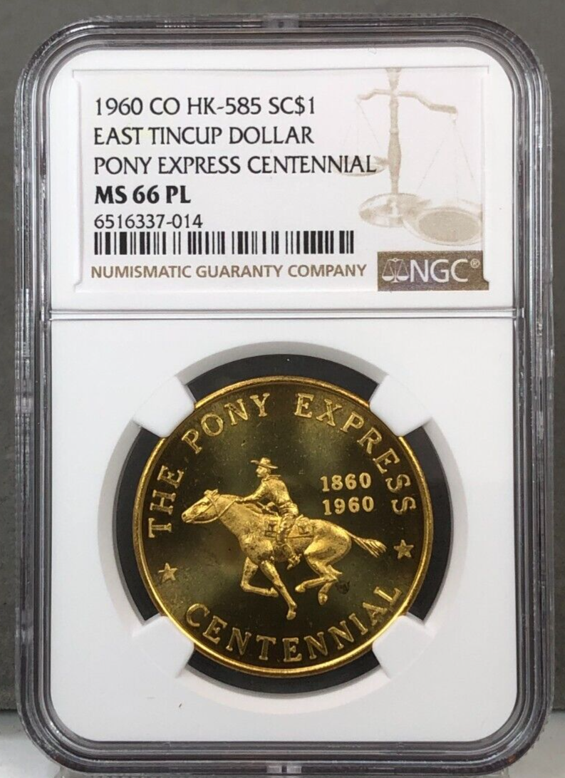 SC$1 1960 CO HK-585 EAST TINCUP DOLLAR ~ PONY EXPRESS CENTENNIAL