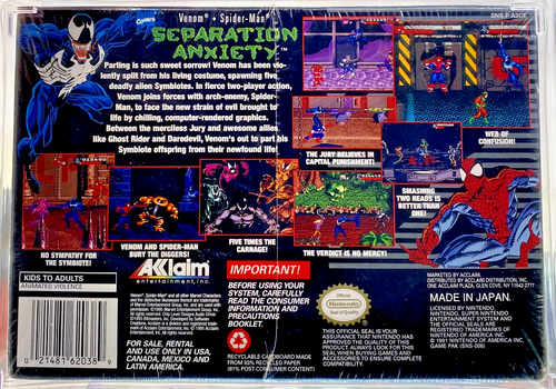Venom Spiderman Separation Anxiety Super Nintendo SNES New 1995 Sealed CGC 6.5A+ - Picture 5 of 6