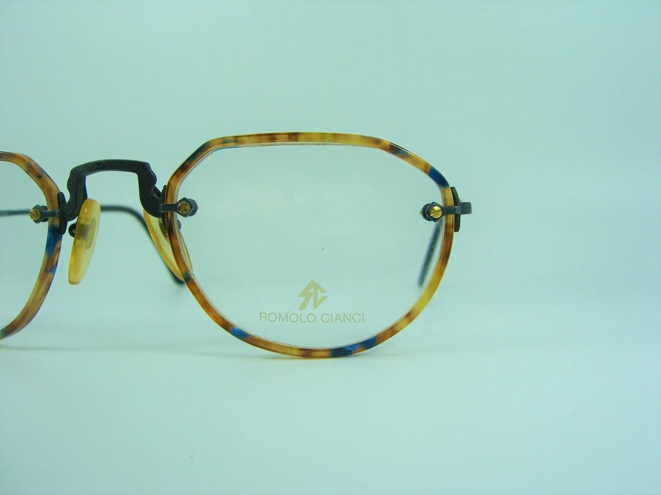 Очки Romolo Cianci из титанового сплава шестиугольные черепаховые овальные оправы новые из старых запасов - Изображение 3 из 4