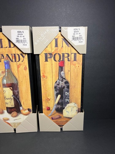 Set of 2 Mid Gordon Old Brandy & In Port Wine Bar Wooden Wall Art Plaques 10.5" - Picture 3 of 6