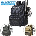 PLUSINNO 45L Fishing Backpack with Rod Holder Cooler Large Capacity Tackle Bag