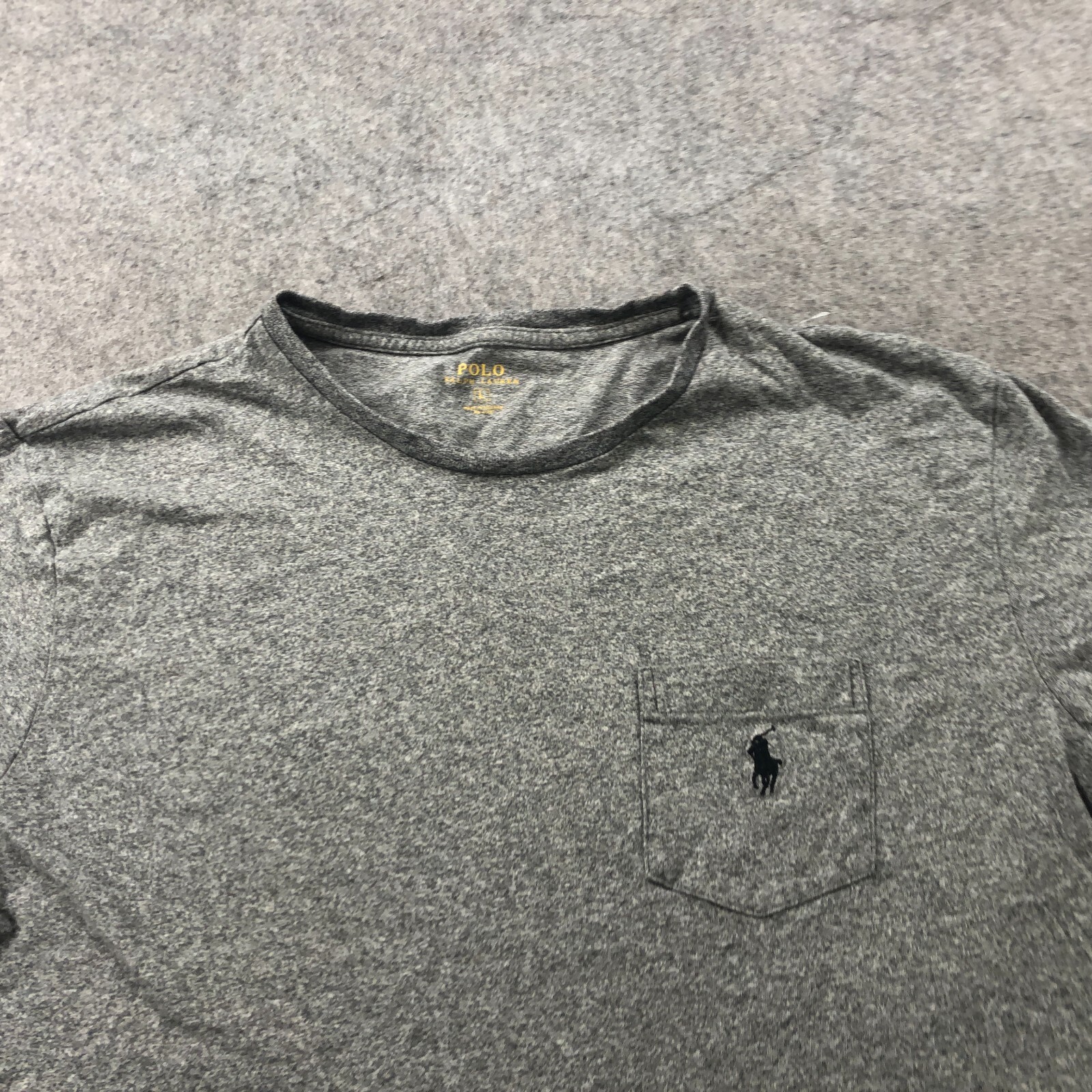 Ralph Lauren camicia uomo grande grigio blu pony ricamato tasca girocollo preppy