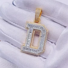 925 Silver Simulated Diamond Simulated Pendant 14k Two-Tone Gold Plated No Chain