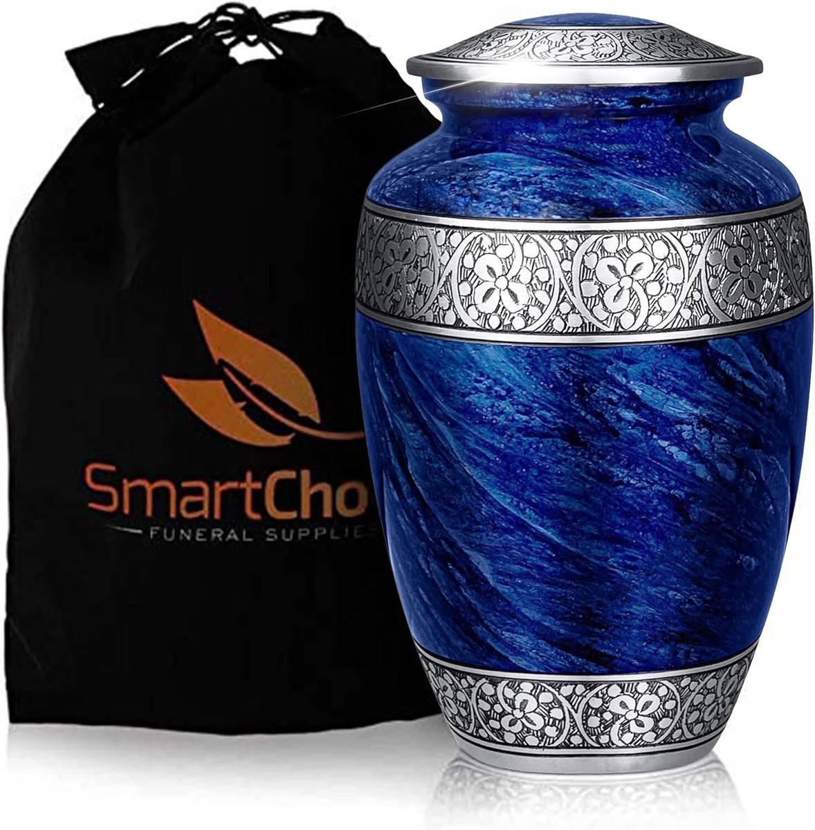 Elegant Blue Cremation Urn - Securely Fastened Lid - 200 Cubic