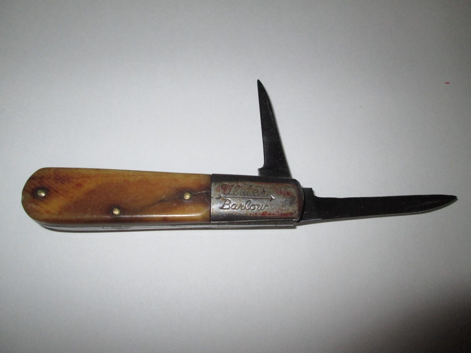 Vintage Antique Ulster Knife Co Bone Stag Barlow Jack Pocket Knife