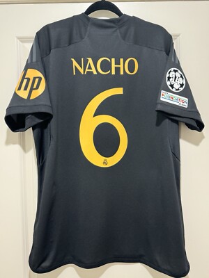 Nacho #6 Mens XL Adidas Real Madrid Third Black Jersey Nacho #6 Mens XL Adidas Real Madrid Third Black Jersey